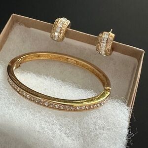 Gold bangle and matching earrings set